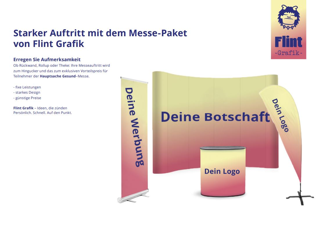 Starker Auftritt mit dem Messe-Paket von Flint Grafik – Angebot für ausstellende Fördermitglieder